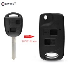 KEYYOU Folding Flip Remote Key Shell 2 Button For Toyota Yaris Avensis Corolla RAV4 Echo Camry TOY47 Uncut Blade Fob Case 2024 - buy cheap