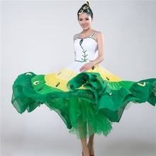 Зеленое расширенное платье для павлина, танцевальный костюм для выступлений, одежда для китайского народного танца дай павлина 2024 - купить недорого