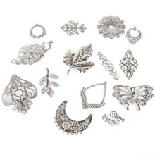 4-50pcs Rhodium Metal Filigree Flowers Slice Charms Pendant For Jewelry Making Earrings DIY Components Jewelry Findings 2024 - buy cheap