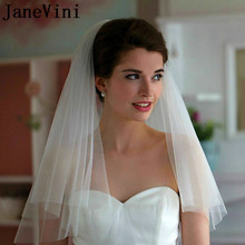 JaneVini Cheap Bridal Veils Ivory White Short 2 Two Layers Bride Wedding Veil with Comb Simple Cut Edge Tulle Veil Accessories 2024 - buy cheap