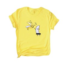 Повседневная хлопковая забавная женская футболка с мультяшным принтом голой банан, футболка с коротким рукавом и круглым вырезом, Женская милая футболка, женские летние топы 2024 - купить недорого
