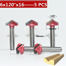6mm*120degree*16mm-5PCS.CNC solid carbide end mill,woodworking router bit,wood milling cutter,PVC,acrylic 3D V engraving tool 2024 - buy cheap