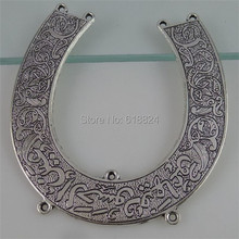 Free shipping ( 3pieces/lot) 12446 Alloy Vintage Silver Tone Good Luck Totem Large Horseshoe Pendant 2024 - buy cheap