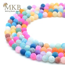 Multicolor Frost Agates Round Loose Beads For Jewelry Making 4 6 8 10 12mm Natural Stone Beads Diy Bracelet Necklace Wholesale 2024 - buy cheap