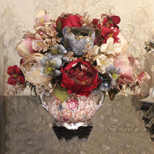 Европейский смолы ваза искусственный цветок набор растительных орнаментов ремесла украшения дома рабочего стола роскошный пион поддельные цветочные горшки статуэтки 2024 - купить недорого
