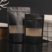 O zíper ziplock preto do papel de embalagem dos pces de ferimo 100 levanta-se sacos de empacotamento do café do pó do alimento com janela transparente 2024 - compre barato