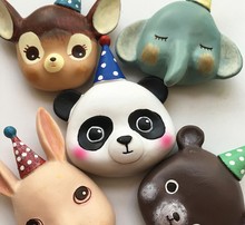 Molde de silicona para decoración de tartas de cumpleaños de animales, sombrero de cumpleaños, elefante, Panda, ciervo, conejo, molde para fondant 2024 - compra barato