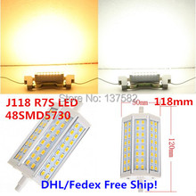 LED R7S Lamp 48 SMD5730 25W R7S LED Light J118 118mm LED R7S Light AC85-265V Warm White/White 30pcs/lot, DHL/Fedex Free Ship 2024 - buy cheap