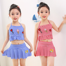 2020 New Summer Girl Striped Swimwear Baby Kids Two Pieces Bathing Suits Biquini Infantil Swimsuit With Skirt Costumes Beachwear 2024 - buy cheap
