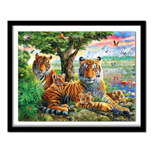 Pintura de pedras para animais bordados, tigre 5d, faça você mesmo, buda quadrado completo 494dd, redondo com diamantes 2024 - compre barato