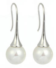 Hot sell Noble- hot sell new - wb00 genuine 12MM Shell Pearl Hook Dangle Earrings Fashion Jewelry 2024 - buy cheap