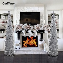 OurWarm-Árbol de Navidad de lentejuelas ostentosas, oropel Artificial, decoración de Navidad, Año Nuevo, 150cm 2024 - compra barato