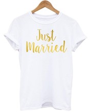 Skuggnas Just Married Wedding Date Hubby Wifey Honeymoon T shirt Harajuku Casual grunge tshirt aesthetic tops camiseta mujer 2024 - buy cheap