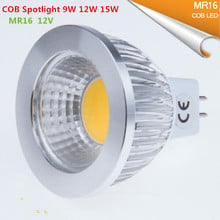 10pcs High Power Lampada Led MR16 COB 9W 12W 15W Dimmable Led Cob Spotlight Warm White/Pure WhiteCool White mr16 DC12V Bulb Lamp 2024 - buy cheap