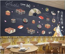 Sob encomenda da foto papel de parede 3d para sala de estar restaurante de sushi comida Japonesa pintados à mão 3d murais de parede papel de parede para paredes 3 d 2024 - compre barato