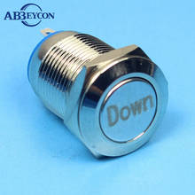 Abbeycon 12mm momentary IP65 flat head Anti-Vandal "Down" Sign Word Logo Shortest Push Button Switch Metal Shell Pin Terminal 2024 - buy cheap