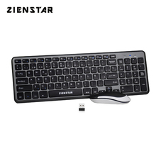 Zienstar-teclado inalámbrico con letras en español, Combo de ratón con receptor USB para ordenador de escritorio, PC, portátil y Smart TV, 2,4G 2024 - compra barato