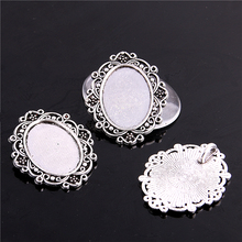 Sweet Bell 12pcs Antique  Oval Cameo Filigree Cabochon Settings 31*37mm(Fit18*25mm dia) Metal Photo Jewelry Making 6C1016 2024 - buy cheap