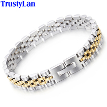 Stainless Steel Bracelet Men 10MM Gold Plated Watchband Chain Men's Bracelets & Bangles For Man Boys Jewellery Gifts For Him 2024 - buy cheap