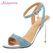 Lasyarrow 2019 new women sandals ankle buckle summer thin high heels shoes ladies sexy party shoes woman big size 31-46 J769 2024 - buy cheap