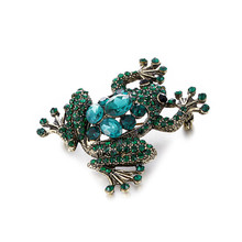 Green Color Crystal Frog Brooches for Women Men Unisex Luxury Gift Animal Brooch Pin Vintage Jewelry Coat Accessories Bijouterie 2024 - buy cheap