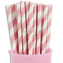 100pcs Mixed Colors Biodegradable Decorative Baby Shower Party Baby Pink Striped Paper Straws 2024 - buy cheap