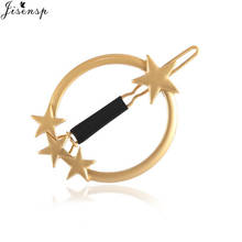 Jisensp Hot Sales New Style Women's Simple Elegant Metal Geometric Round Hairpin Hair Clip Fashion Star Wedding Hair Accessories 2024 - buy cheap