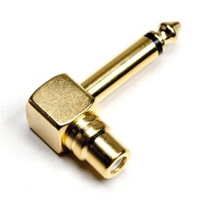 10PCS Gold copper Right Angle Female RCA Phono to 6.35mm 1/4" Mono Male plug Audio Headphone adapter 2024 - buy cheap