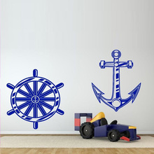 Настенные виниловые наклейки с якорем и кораблем для детской комнаты, мальчиков 2024 - купить недорого