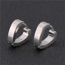 HE45 Titanium Unisex Hoop Earrings Heart Shape 316l Stainless Steel Earring Steel-color IP Plating No Fade Allergy Free 2024 - buy cheap