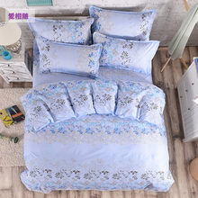 Conjunto de roupa de cama azul, 4 peças por atacado, fronhas com jacquard, edredom, colcha, roupa de cama, queen, king size 2024 - compre barato