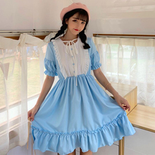 Summer Dress 2019 New Japanese Harajuku College Style Loose Contrast Color Short-sleeved Fresh Student Lolita Dress 2024 - buy cheap