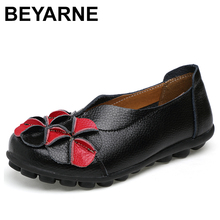 Beyne sapatilhas femininas de couro genuíno, loafers dobráveis flor mocassim de verão, sapatos casuais tamanho 35-44 2024 - compre barato