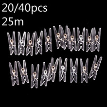 20/40pcs 25m Mini Spring Clear Transparent Clips Clothes Photo Paper Peg Pin Clothespin Craft Clips Party Home Decoration 2024 - buy cheap