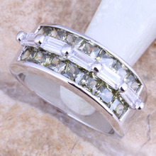 Sparkly verde peridot branco cz banhado a prata anel feminino tamanho 6 / 7 / 8 / 9 r1367 2024 - compre barato