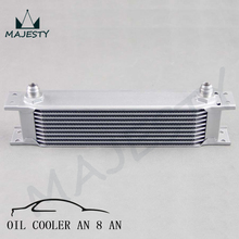 2" ALUMINIUM 8AN OIL COOLER - 10 ROW ENGINE OIL COOLER - 3/4"UNF16 AN-8 SILVER 2024 - buy cheap