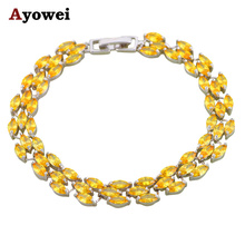 Ayowei pulseiras femininas de zircônia amarela, joias de alta qualidade da moda com berloque para mulheres tbs1122a 2024 - compre barato