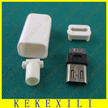 500 шт. DIY Micro USB Type B штекер 5pin 4 шт в сборе разъем розетка, 4 в 1 белый цвет, бесплатная доставка 2024 - купить недорого
