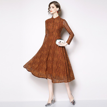 Autumn Lace Dress Work Casual Slim Fashion Sexy Hollow Out Dresses Women A-line Vintage Runway Vestidos 2024 - buy cheap