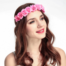 Boêmio Mulheres Rose Flor Hairbands Flor de Tecido Headband do Cabelo Aro Acessórios Do Cabelo Do Casamento Da Dama de honra Da Noiva Bandeau Cheveux 2024 - compre barato