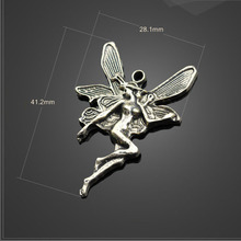 Factory price 20 PCS/Lot 41.2mm*28.1mm small metal diy handmade antique silver plated wings girl charms 2024 - купить недорого
