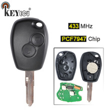 KEYECU  433MHz PCF7947 Chip 2 Button Replacement Remote Car Key Fob Remote Key for Renault Megane Modus Clio Kangoo Logan 2024 - buy cheap