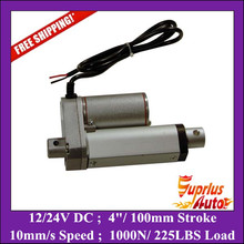 Free Shipping 100mm/ 4 inch stroke, 1000N/100KG/225LBS load electric linear actuator 12v hot sale 2024 - buy cheap