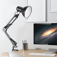 Lámpara Flexible de montaje con brazo oscilante para oficina, estudio, hogar, mesa de bombillas E27/E26, luz de escritorio negra, AC85-265V, bombilla Led, enchufe UE/EE. UU. 2024 - compra barato