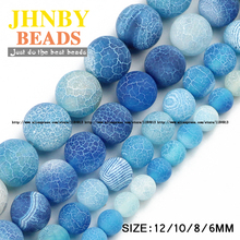 JHNBY AAA Lake blue Weathered carnelian beads Natural Stone 6/8/10/12MM Round Loose bead ball for jewelry bracelet making DIY 2024 - buy cheap