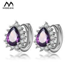 MDEAN Stud Earrings for Women White Gold Color Jewelry Purple AAA Zircon Boucle D'oreille Wedding Brincos MSE062 2024 - buy cheap