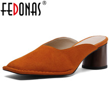 FEDONAS New Arrival Women Suede Leather Women High Heels Pumps Slingbacks Close Toe Mules Shoes Woman Ladies Prom Pumps 2024 - buy cheap