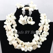 Fashion African Wedding Coral Bead Jewelry Nigerian Party Choker Necklace White Coral Bridal Jewelry Sets Free Shipping ABK167 2024 - buy cheap