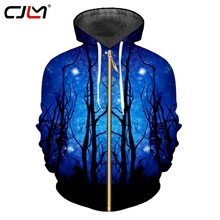 CJLM Winter Trend Loose Mens Zip Hoodies 3D Beautiful Starry Sky Tree Creative Man Big Size Zipper Coat 5XL Drop Shipping 2024 - buy cheap