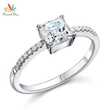Peacock Star Solid 925 Sterling Wedding Party Engagement Ring 1 Carat Princess Cut Jewelry CFR8024 2024 - buy cheap